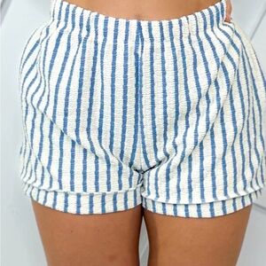 HEIMISH USA High Waist Blue and White Striped Shorts